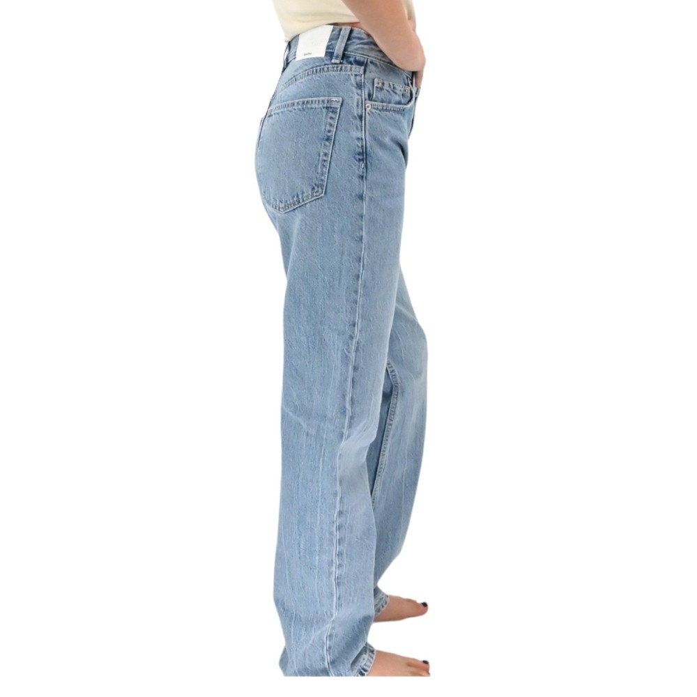 New BERSHKA Womens Blue Jeans Straight Fit High Rise Denim Pants Size US 4/EU 36 - Picture 4 of 13